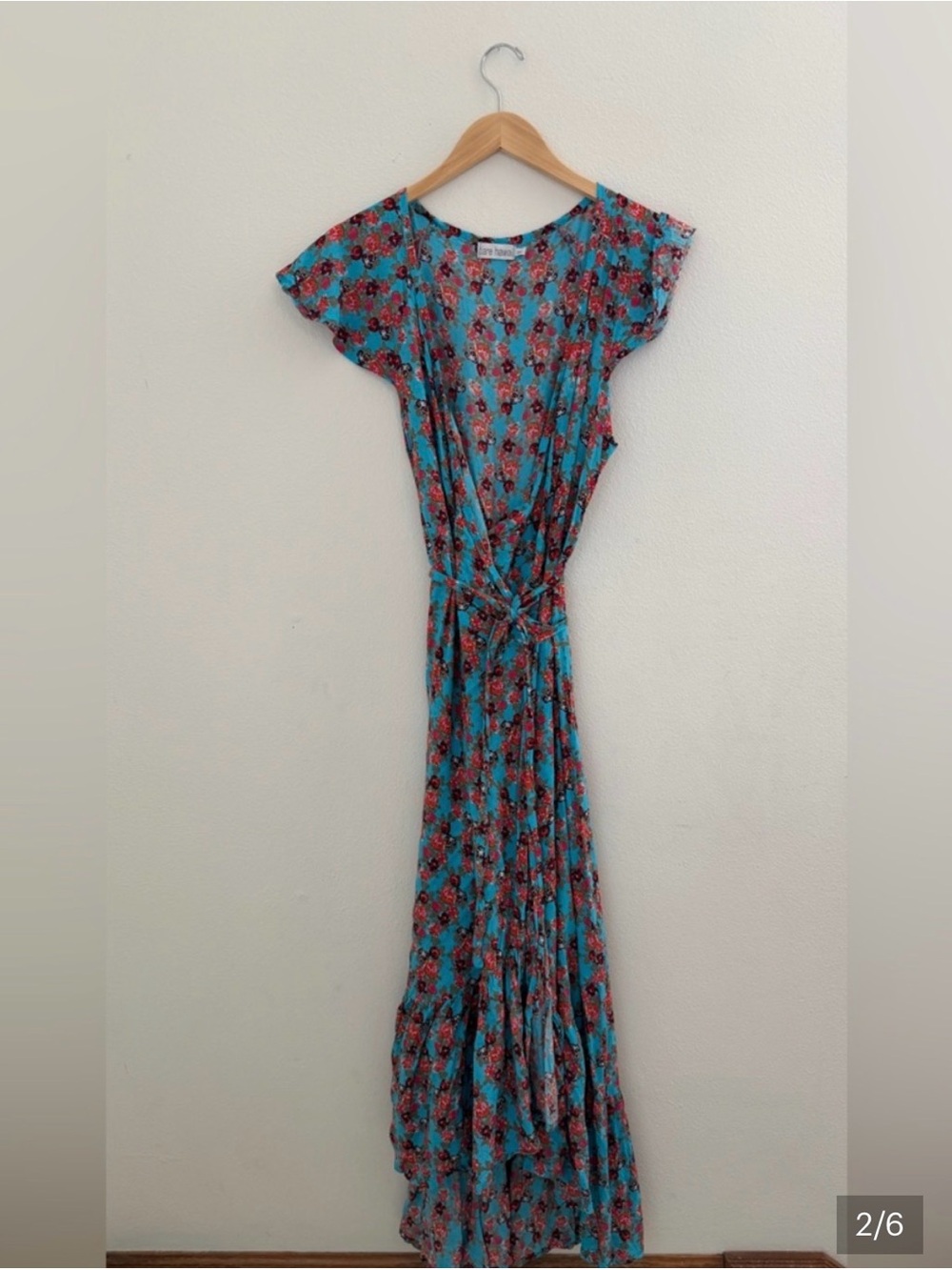 Tiare Hawaii Indica Wrap Swim Coverup Dress in Poipu turquoise and red